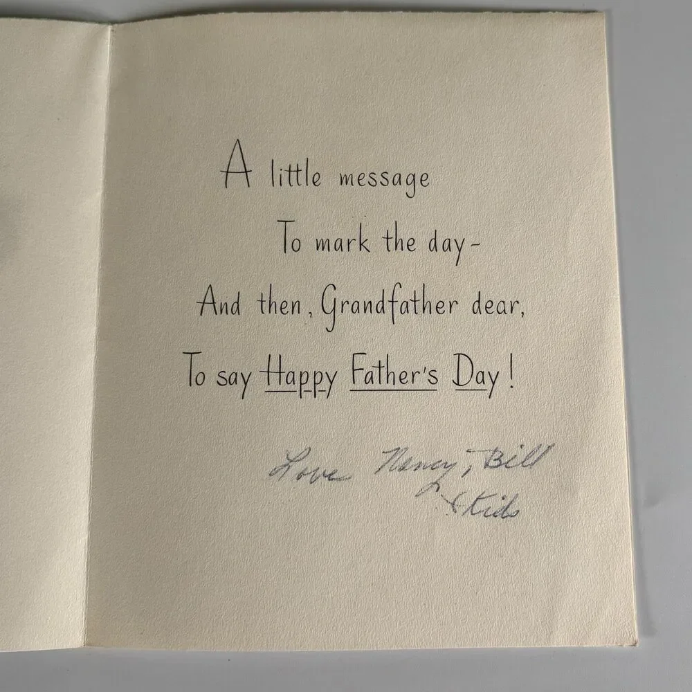 Vintage Father’s Day Greeting Card Grandfather Pipe Cigars Tobacco Smoking